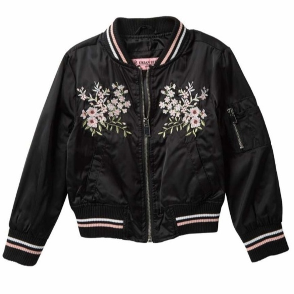 Urban Republic Floral Embroidered Bomber Jacket NWT